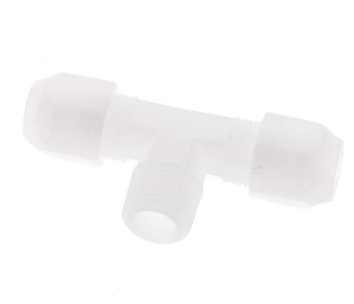 8x10mm & R3/8'' PVDF T-Shape Hose Fitting with Male Threads 10bar/145psi