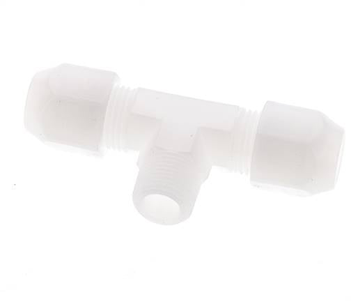 10x12mm & R3/8'' PVDF T-Shape Hose Fitting with Male Threads 10bar/145psi