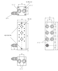 Embase NG6 (D03) 4 stations avec limiteur de pression 100-315bar