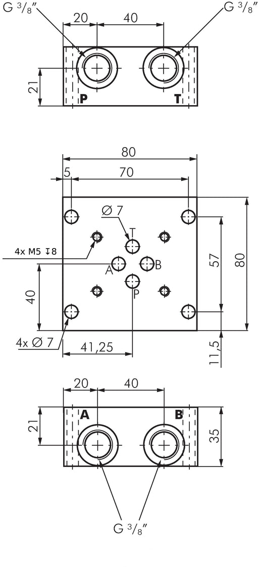 Embase NG6 (D03) 1 station sans limiteur de pression 315bar