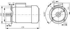 Moteur triphasé 1,1kW 2 pôles IEC 80 B5 fixation par flasque 230/400V
