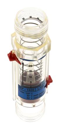 Débitmètre à section variable G1'' en plastique pour eau 2-20 l/min
