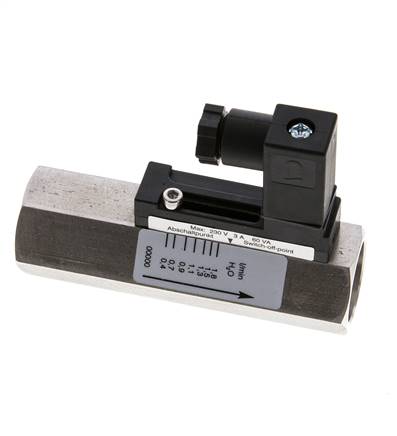Contrôleur de débit à section variable pour eau 0.4-1.8 l/min 350 bar G1/2'' en acier inoxydable