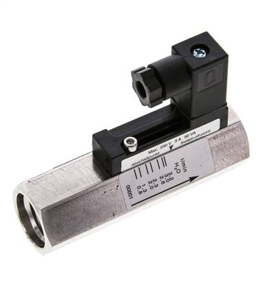 Contrôleur de débit à section variable pour eau 0.8-3.2 l/min 350 bar G1/2'' en acier inoxydable