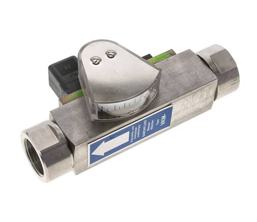 Débitmètre et contrôleur de débit à section variable pour huile 8-80 l/min G1'' en acier inoxydable