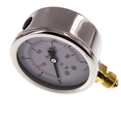 0..60 Bar (0..870 psi) Manomètre à glycérine inférieur Acier inoxydable/laiton 63 mm Classe 1.6