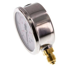0..60 Bar (0..870 psi) Manomètre à glycérine inférieur Acier inoxydable/laiton 63 mm Classe 1.6