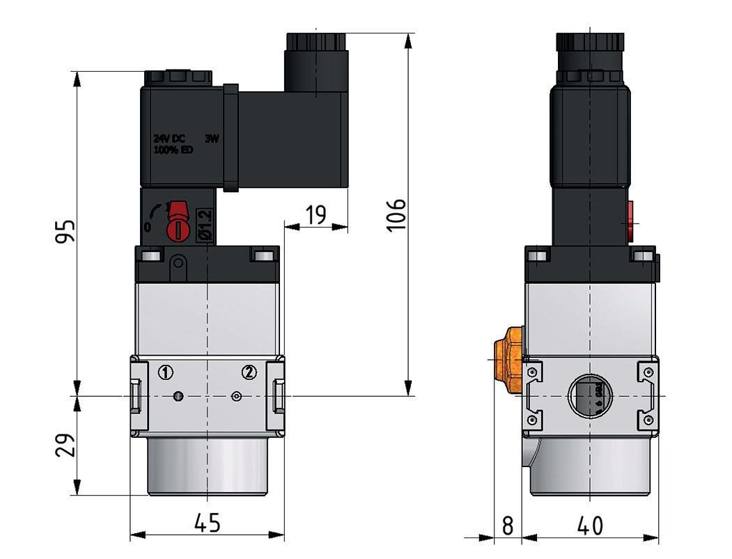 Soupape 3/2 G1/4 24VAC 1600 l/min Multifix 0