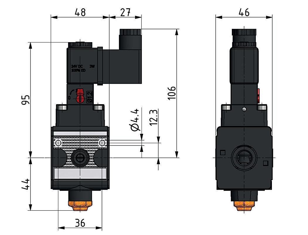 Vanne 3/2 G3/8 115VAC 900 l/min Multifix 1