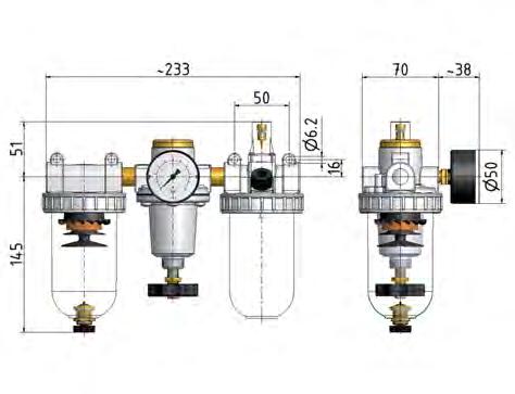FRL 3-Part G3/8'' 1400 l/min 0.5-16.0bar/7-232psi Semi-Auto Metal Standard 2