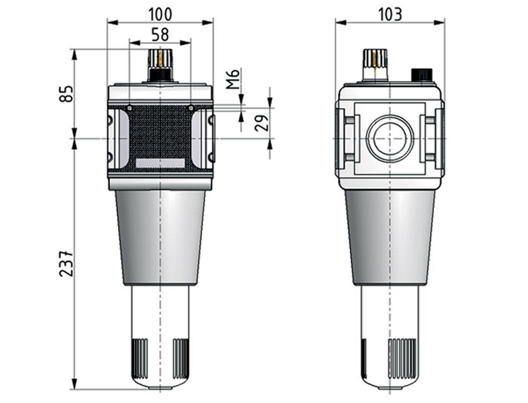 Lubrificateur à brouillard d'huile micro G3/4'' Surveillance de niveau électrique Polycarbonate Multifix 5