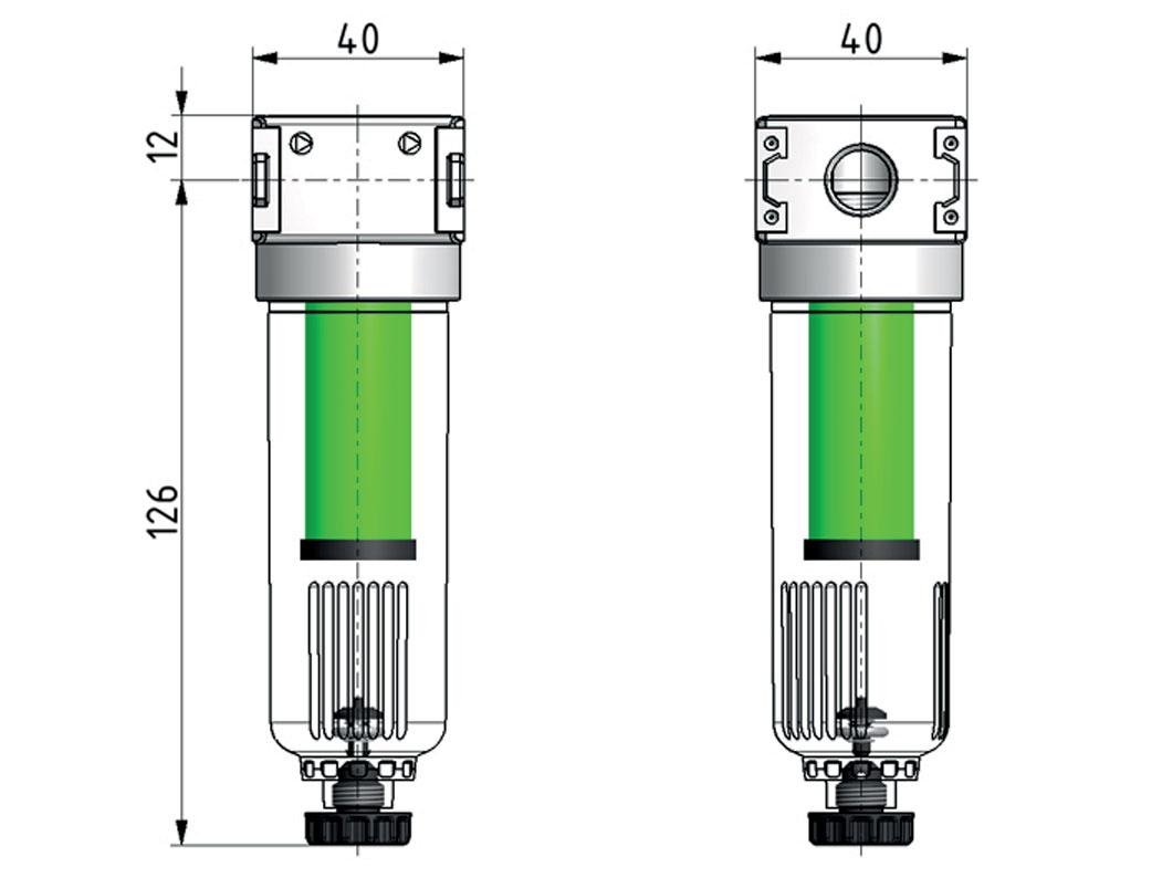 Microfiltre 0.01microns G1/4'' 450l/min Semi-Auto Polycarbonate Multifix 0
