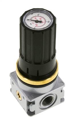 Régulateur de pression G1/4'' 1450l/min 0.5-10.0bar/7-145psi Bouton en fonte de zinc avec manomètre Multifix 0