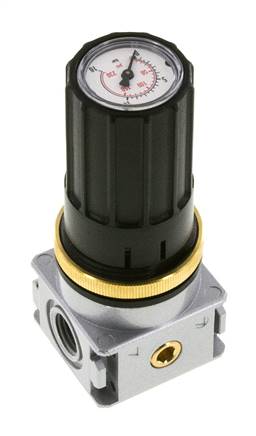 Régulateur de pression G1/4'' 1450l/min 0.5-10.0bar/7-145psi Bouton en fonte de zinc avec manomètre Multifix 0