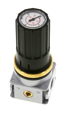 Régulateur de pression G1/4'' 1450l/min 0.5-10.0bar/7-145psi Bouton en fonte de zinc avec manomètre Multifix 0