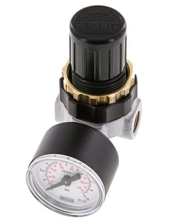 Régulateur de pression G1/4'' 330l/min 0.5-6.0bar/7-87psi en fonte de zinc standard 0