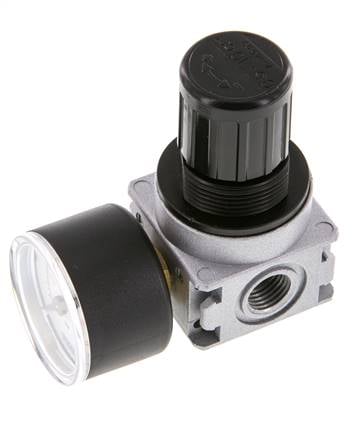 Régulateur de pression G1/4'' 1450l/min 0.5-10.0bar/7-145psi en fonte de zinc avec manomètre de 40 mm Multifix 0