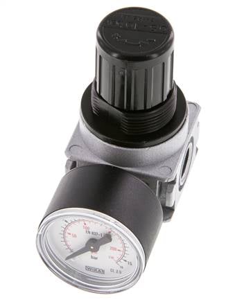 Régulateur de pression G1/4'' 1450l/min 0.5-10.0bar/7-145psi en fonte de zinc avec manomètre de 40 mm Multifix 0