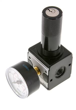 Régulateur de pression G1/4'' 2100l/min 0.5-16.0bar/7-232psi Corps en zinc moulé sous pression Verrouillage du cylindre Multifix 1