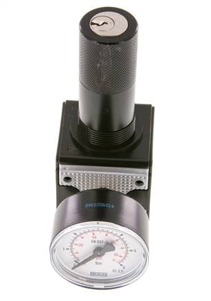 Régulateur de pression de précision G1/4'' 2100l/min 0.1-3.0bar/1-44psi Verrouillage du cylindre en fonte de zinc Multifix 1
