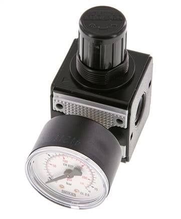 Régulateur de pression de précision G1/4'' 2100l/min 0.5-10.0bar/7-145psi en fonte de zinc Multifix 1