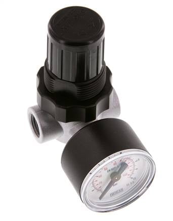 Régulateur de pression G1/4'' 450l/min 0.15-7.0bar/2-102psi en fonte de zinc standard 0
