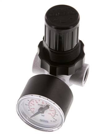 Régulateur de pression G1/4'' 450l/min 0.15-7.0bar/2-102psi en fonte de zinc standard 0
