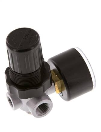 Régulateur de pression G1/4'' 450l/min 0.1-3.5bar/1-51psi en fonte de zinc standard 0