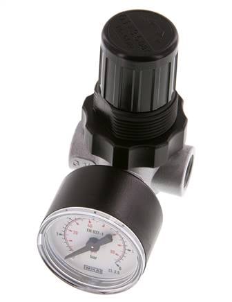 Régulateur de pression G1/4'' 450l/min 0.1-3.5bar/1-51psi en fonte de zinc standard 0