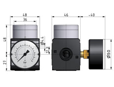 Régulateur de pression piloté G1/4'' 2100l/min 0.5-16.0bar/7-232psi en fonte de zinc Multifix 1