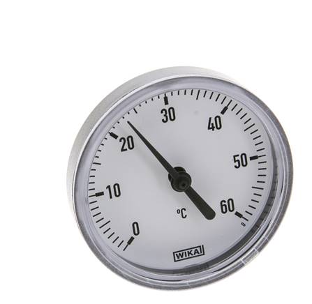 Thermomètre bimétallique en plastique de 0 à +60°C Tige de 63 mm de cabinet et de 40 mm avec puits thermométrique