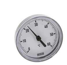 Thermomètre bimétallique en plastique de 0 à +60°C Tige de 63 mm de cabinet et de 40 mm avec puits thermométrique