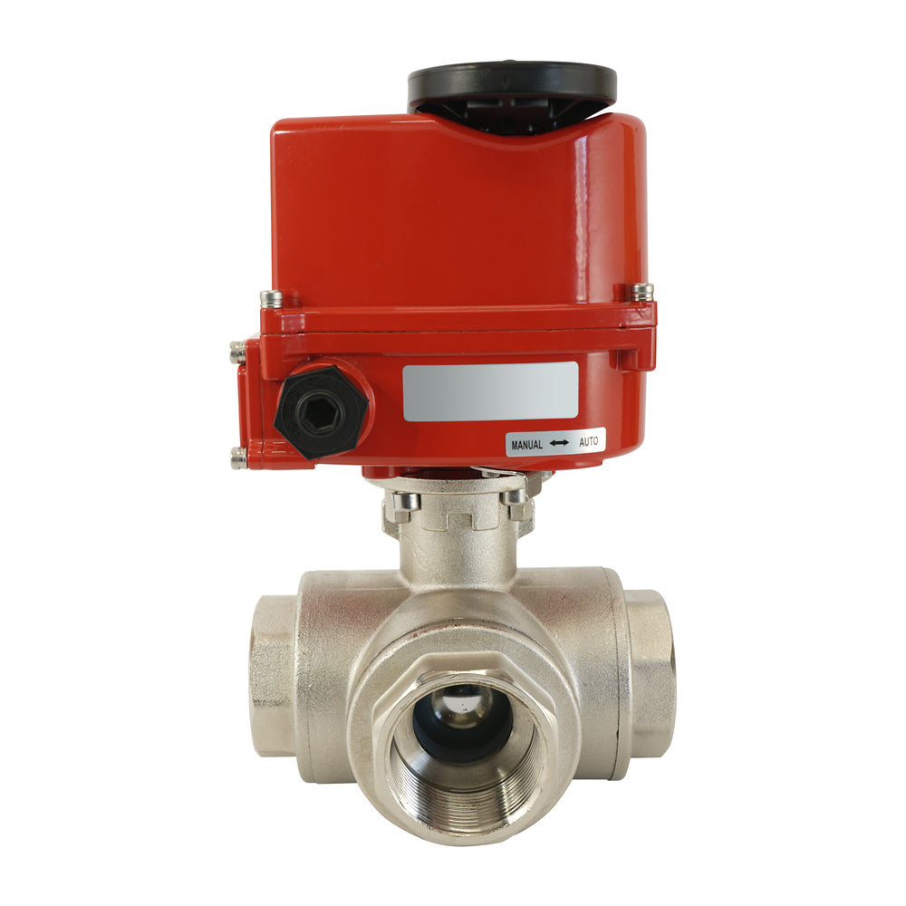 G3/4 inch 3-Way Brass Modulating electric ball valve (T- bore) 24 V AC/DC