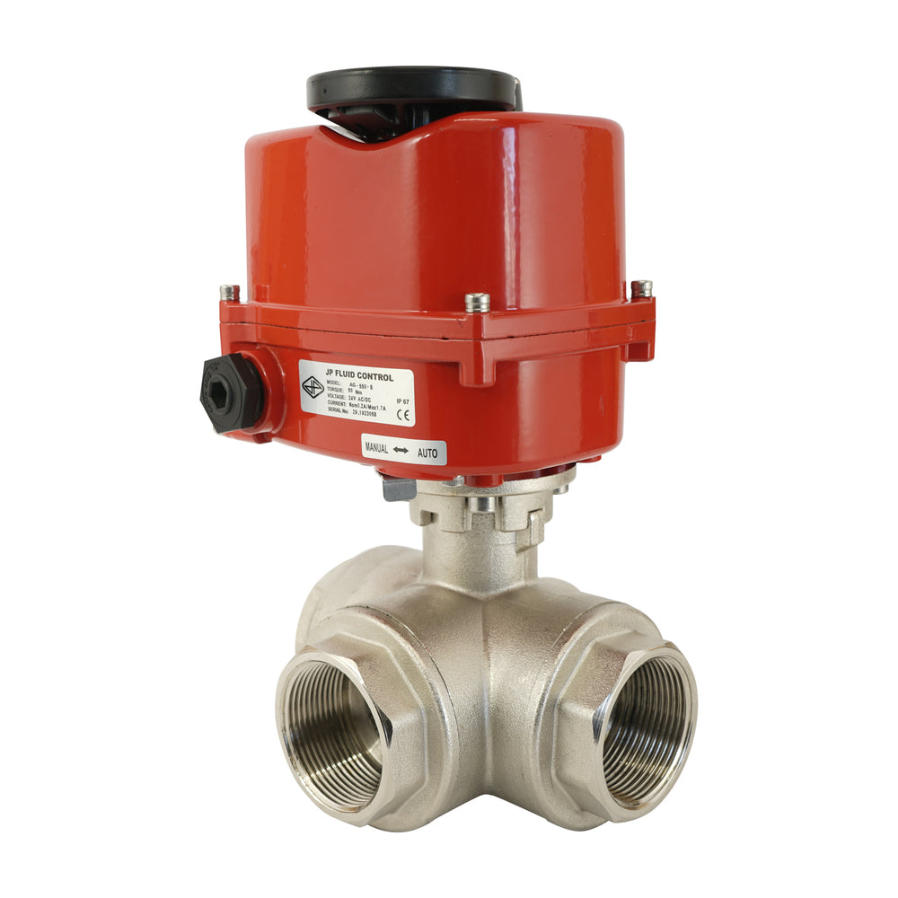G3/8 inch 3-Way Brass Modulating electric ball valve (L-port) 24 V AC/DC