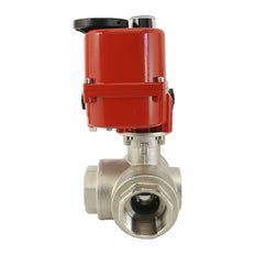 G3/4 inch 3-Way Brass Modulating electric ball valve (T- bore) 24 V AC/DC