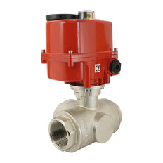 G 1 1/4 inch 3-Way Brass Modulating electric ball valve (L-port) 24 V AC/DC