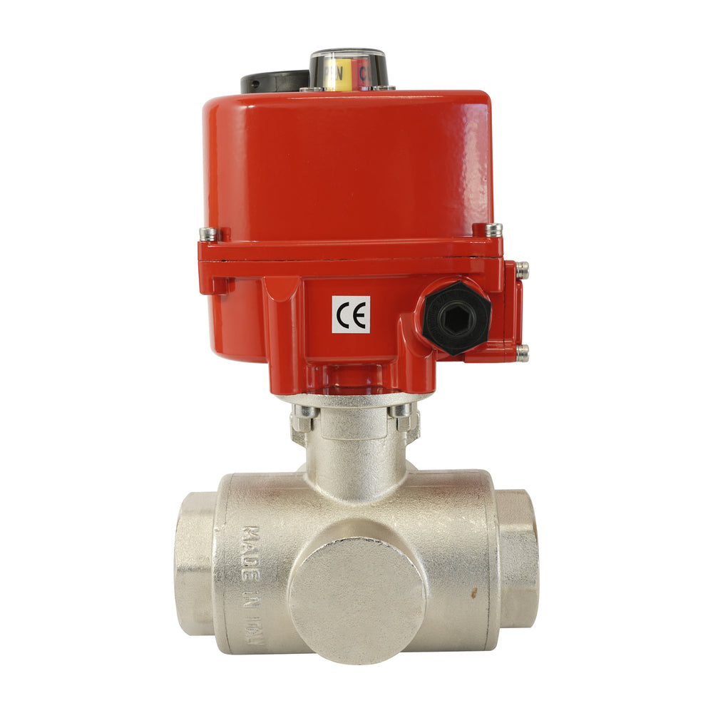 G3/4 inch 3-Way Brass Modulating electric ball valve (T- bore) 24 V AC/DC