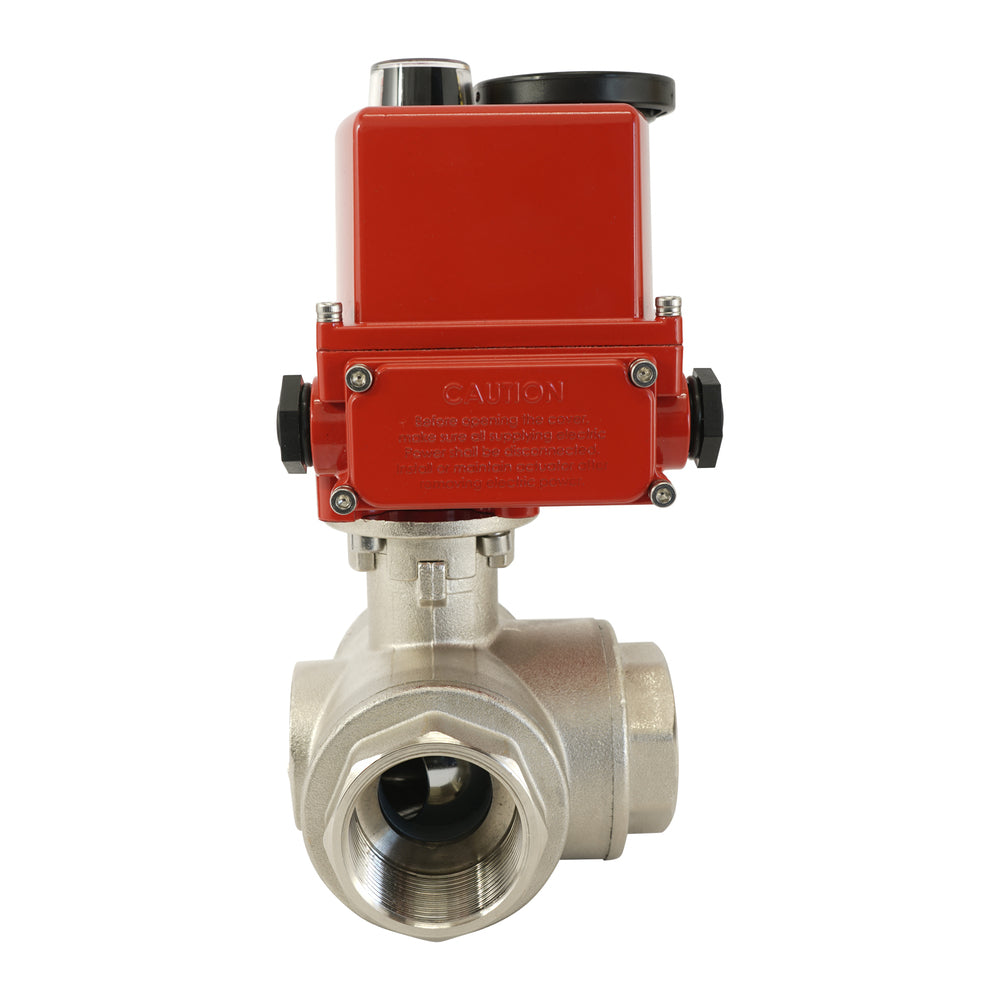 G 1 1/4 inch 3-Way Brass Modulating electric ball valve (L-port) 24 V AC/DC