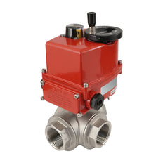 G 1/2 pouce 3 voies en acier inoxydable Vanne à bille électrique modulante (orifice L) 24 V AC/DC