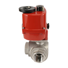 G 1 1/4 inch 3-Way stainless steel electric ball valve (T- bore) 24 V AC/DC
