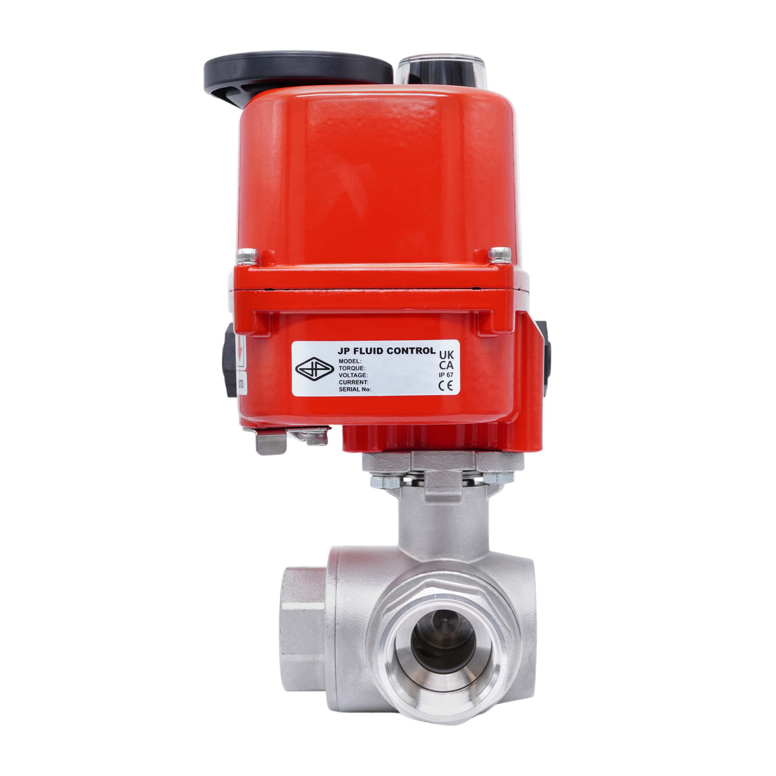 Rp 1-1/2'' Vanne à Bille 3 Voies T-Port en Acier Inoxydable avec Actionneur Électrique 24 V AC/DC