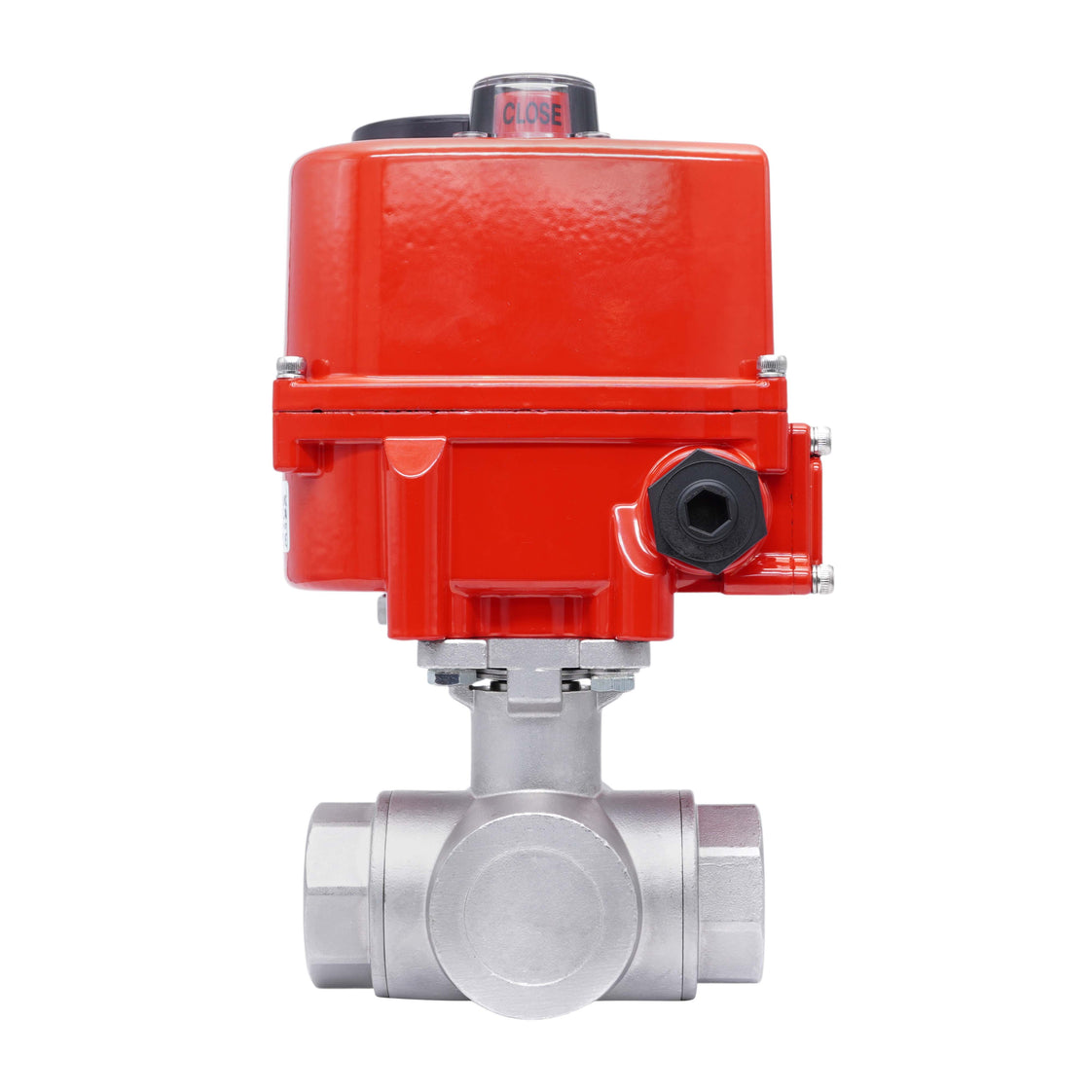 Rp 1-1/2'' Vanne à Bille 3 Voies T-Port en Acier Inoxydable avec Actionneur Électrique 100-240 V AC