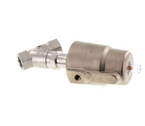G1/2'' PTFE 25bar NC Vanne à siège incline Acier inoxydable/laiton AL2