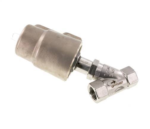 G1/2'' PTFE 25bar NC Vanne à siège incline Acier inoxydable/laiton AL2