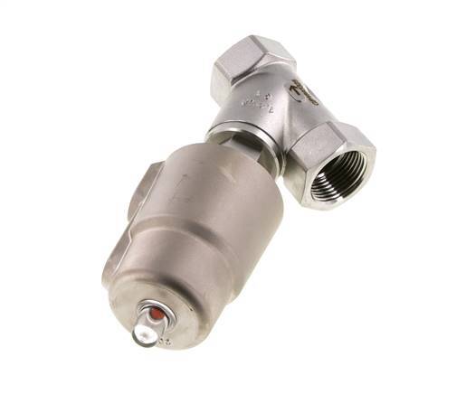 Vanne à siège incline G1'' PTFE 16bar NC Acier inoxydable/laiton AL2