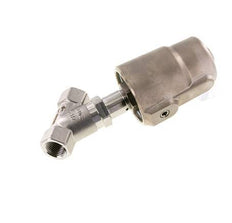 Vanne à siège incline G1/2'' PTFE 25bar NO Acier inoxydable/laiton AL2