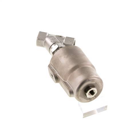 Vanne à siège incline G1/2'' PTFE 25bar NO Acier inoxydable/laiton AL2