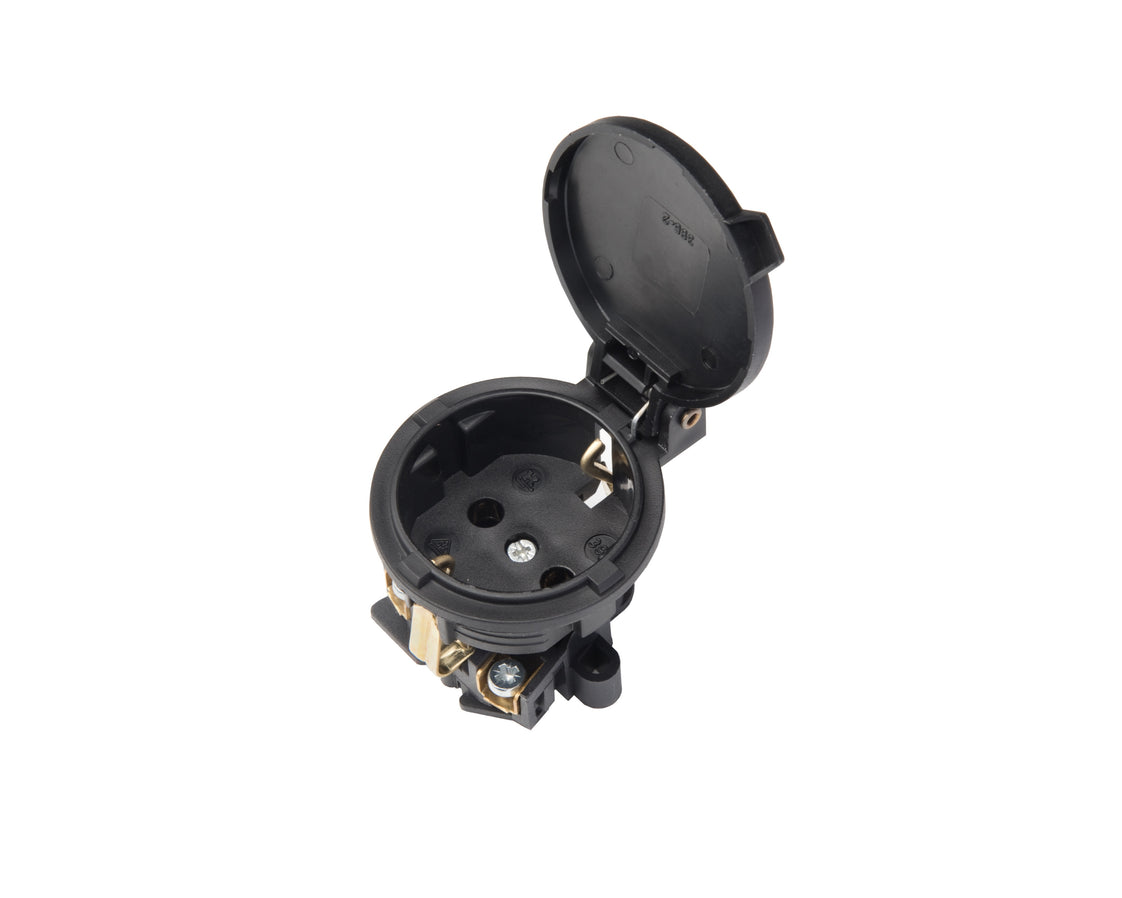 Martin Kaiser Prise encastrée 1 voie avec couvercle à charnière IP44 Noir - 395/sw [30 Pièces]