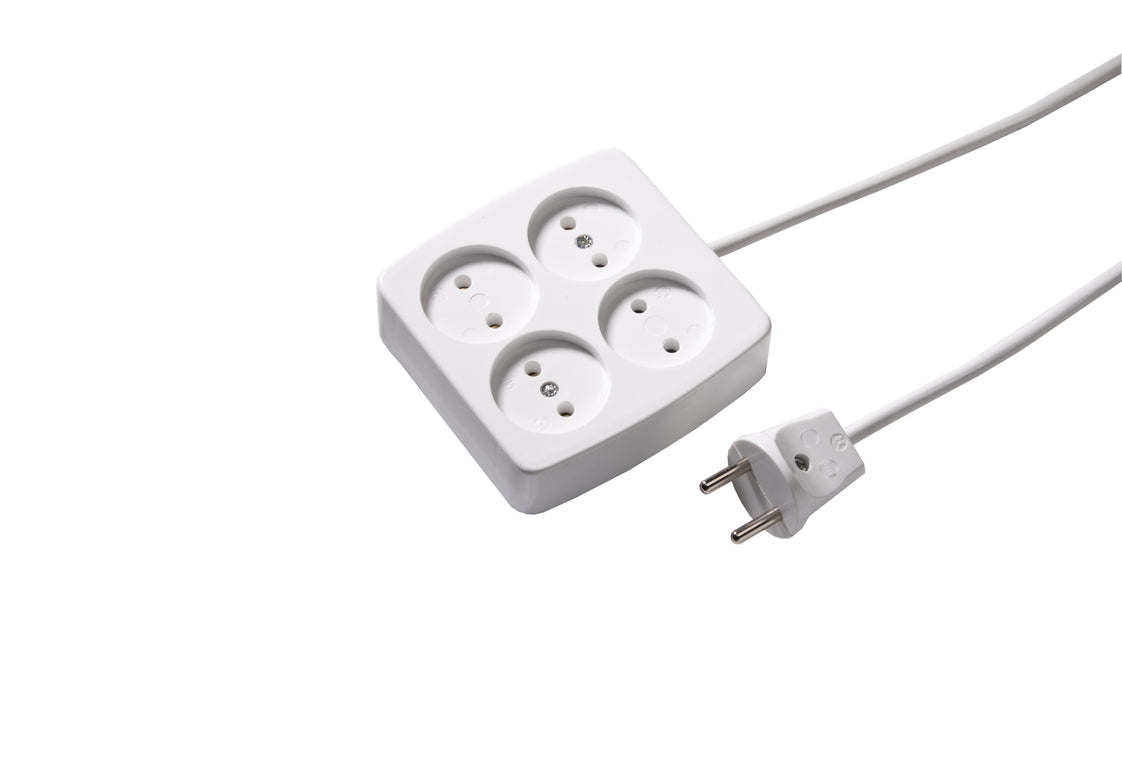 Martin Kaiser 4-Way Unearthed Socket With Cable 1.5m White (Prise européenne) - 510ZL/15/kws [10 Pieces]