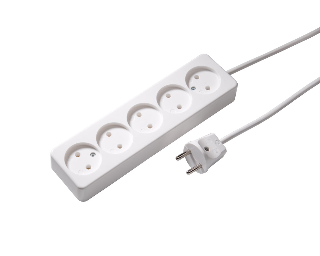Martin Kaiser Prise à 5 voies sans mise à la terre 16Amp avec câble de 1.5m (Prise européenne) - 512ZL/15/kws [10 Pieces]